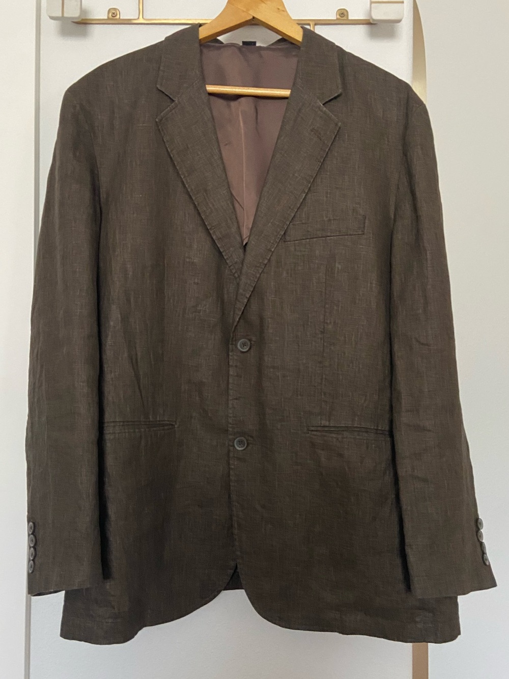 Men's 2-Button Linen Blazer Brown Large